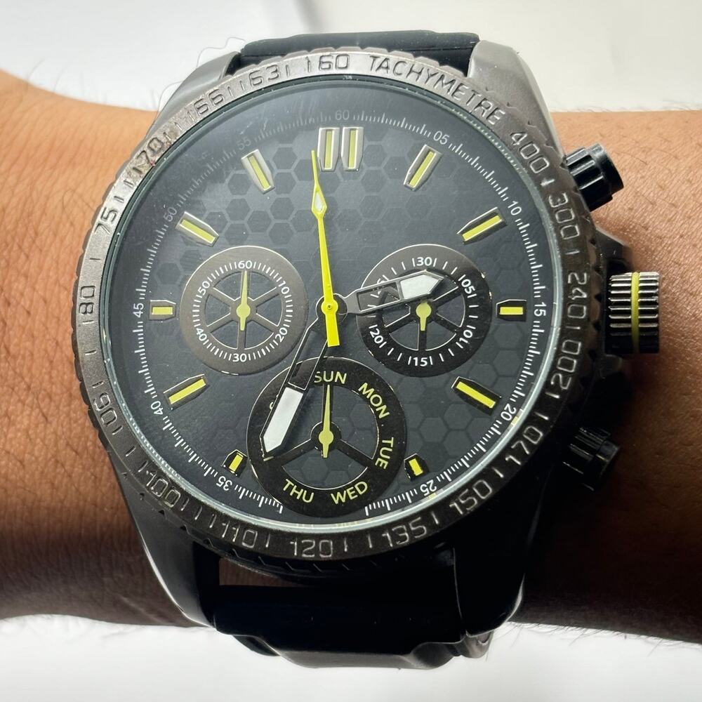 Retro Black & Yellow Men's Watch - Picture 2 of 5